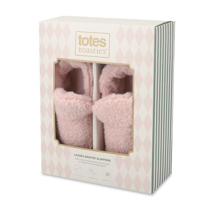 totes toasties® Ladies Borg Bootie Slippers Pink Extra Image 1